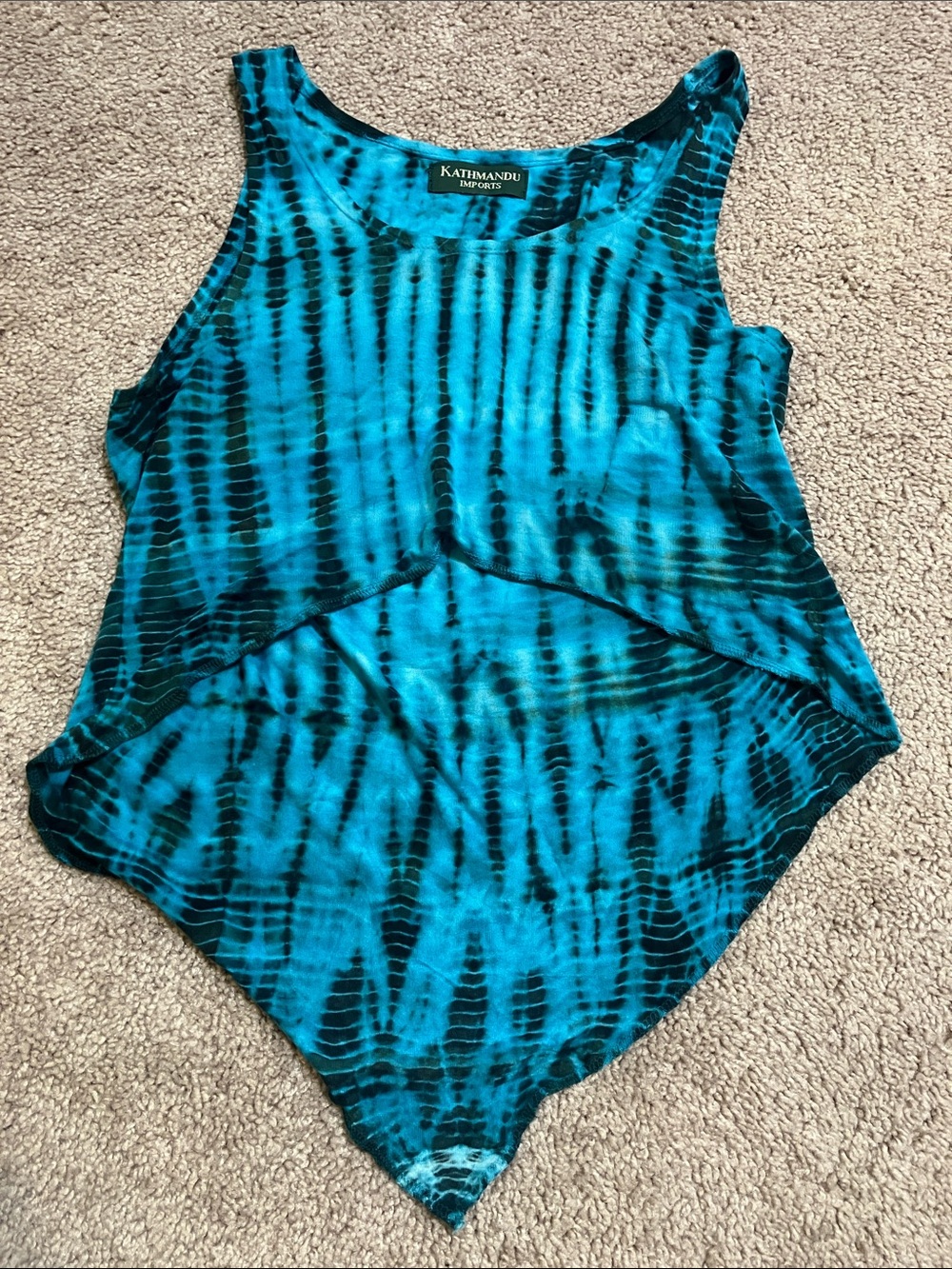 Kathmandu Blue Tie-Dye High-low Tank
